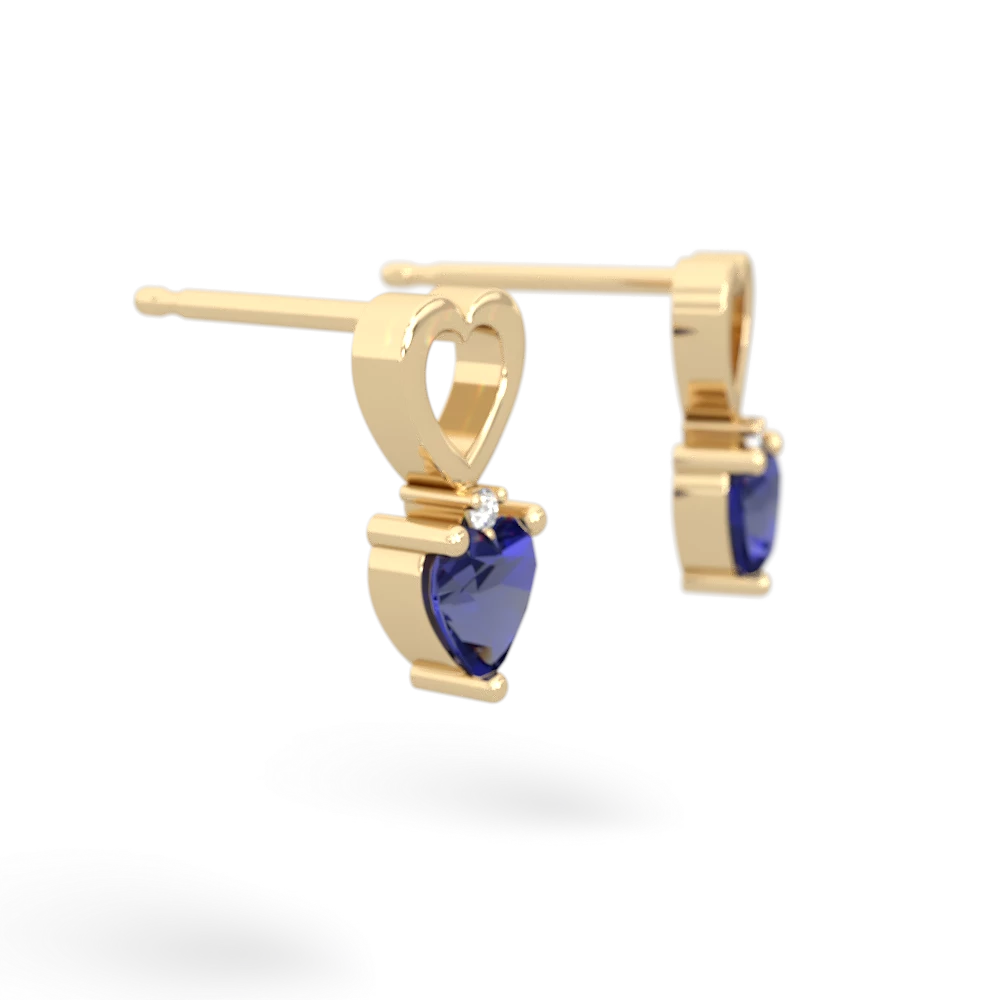 Lab Sapphire Four Hearts 14K Yellow Gold earrings E2558