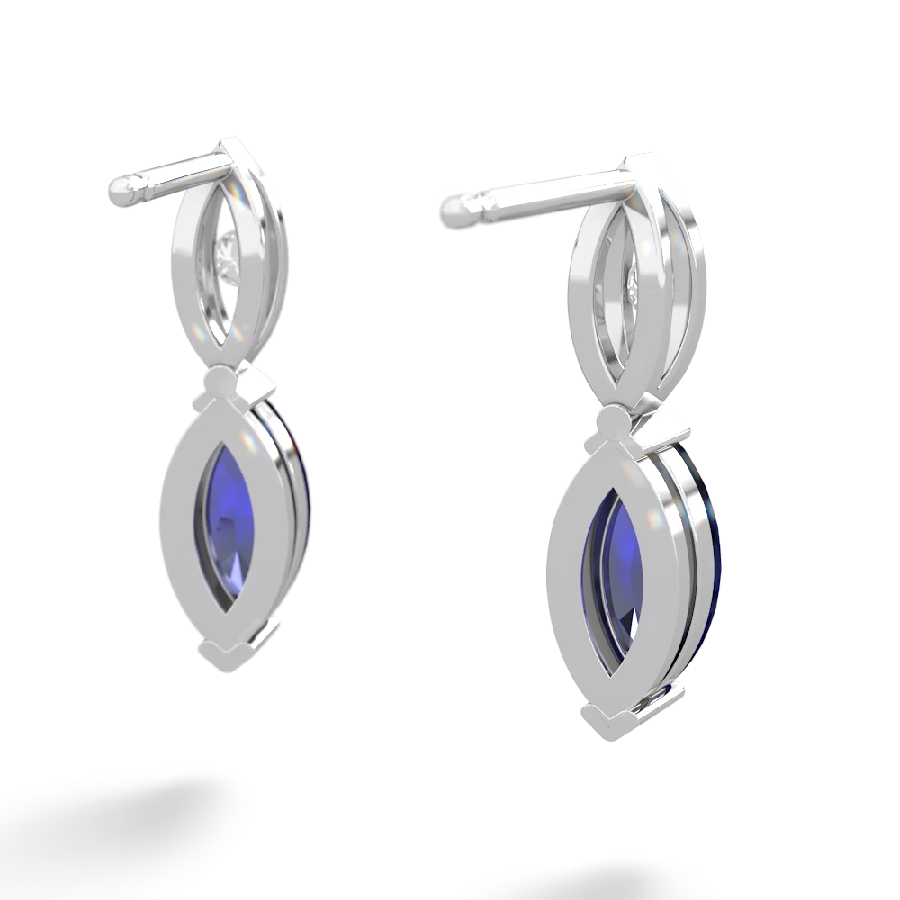 Lab Sapphire Marquise Drop 14K White Gold earrings E5333