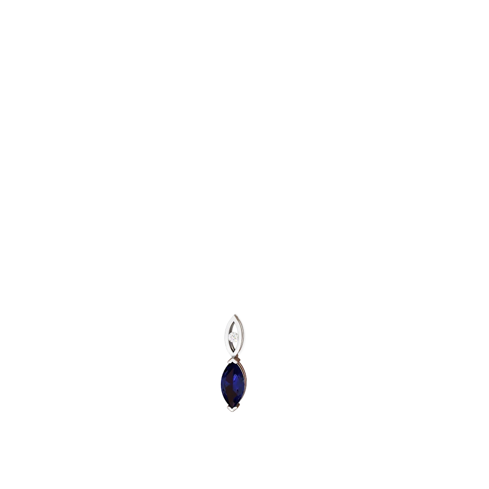 Lab Sapphire Marquise Drop 14K White Gold earrings E5333