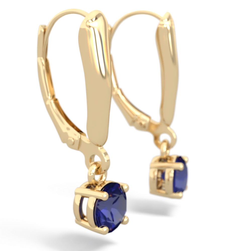 Lab Sapphire 5Mm Round Lever Back 14K Yellow Gold earrings E2785