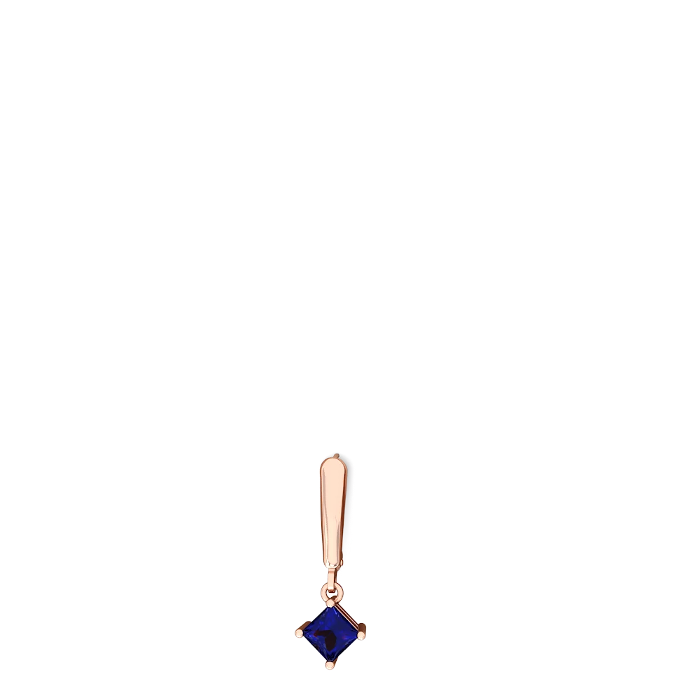 Lab Sapphire 6Mm Princess Lever Back 14K Rose Gold earrings E2789