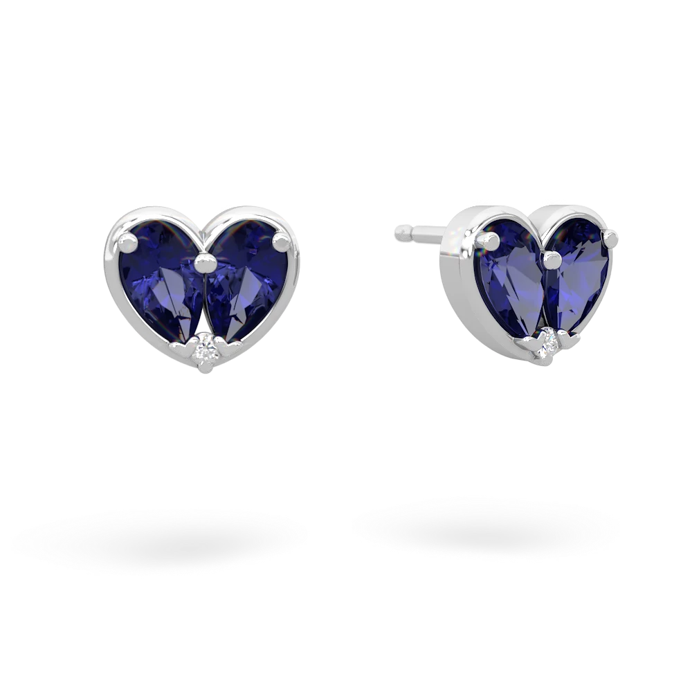 Lab Sapphire 'Our Heart' 14K White Gold earrings E5072