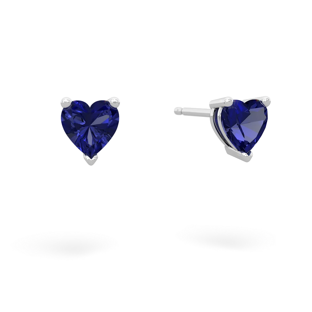 Lab Sapphire 5Mm Heart Stud 14K White Gold earrings E1861