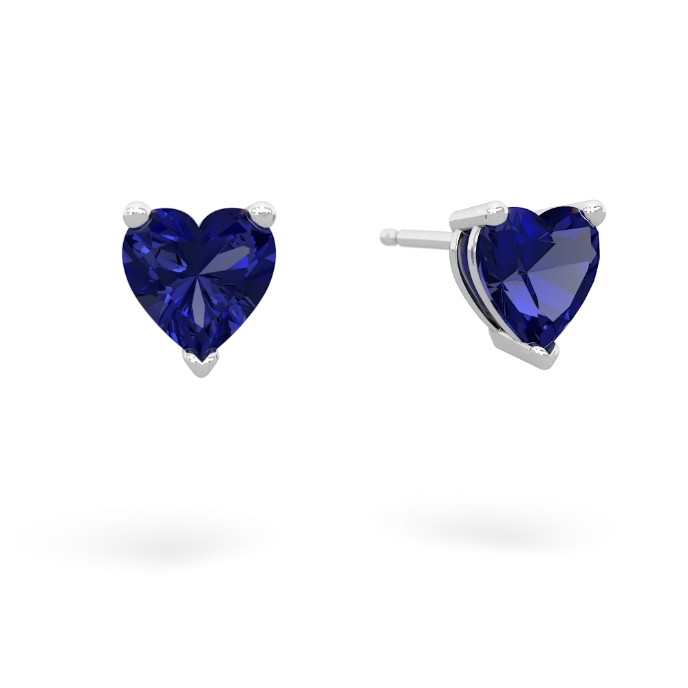 Lab Sapphire 6Mm Heart Stud 14K White Gold earrings E1862