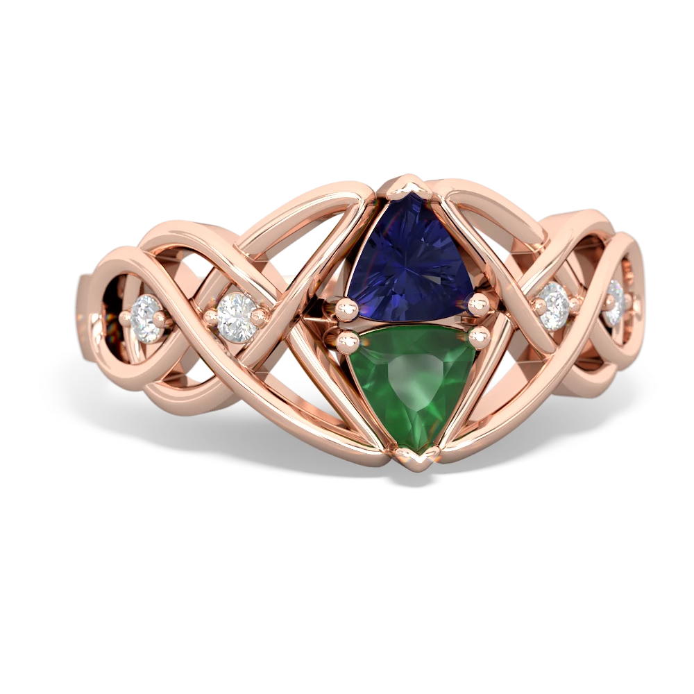 Lab Sapphire Keepsake Celtic Knot 14K Rose Gold ring R5300