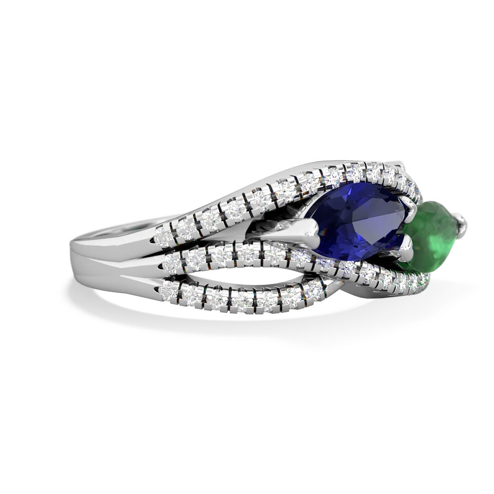 Lab Sapphire Diamond Rivers 14K White Gold ring R3070