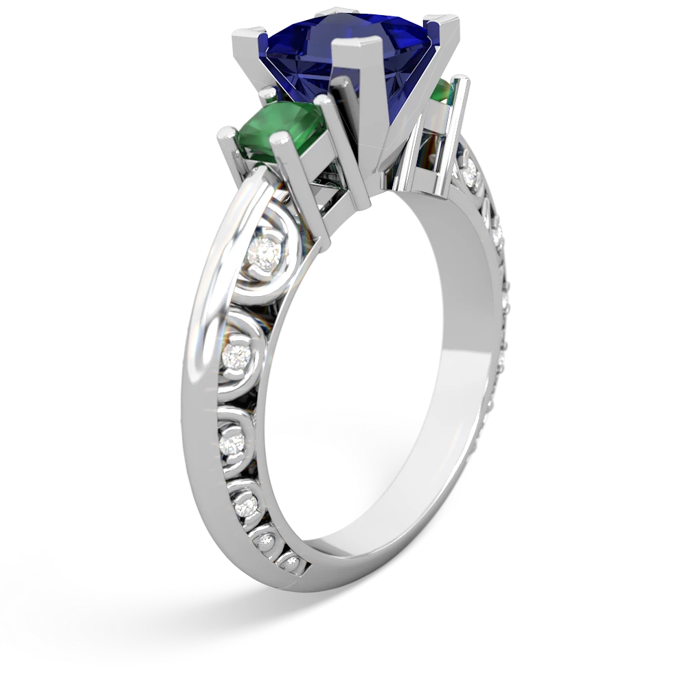 Lab Sapphire Eternal Embrace Engagement 14K White Gold ring C2001