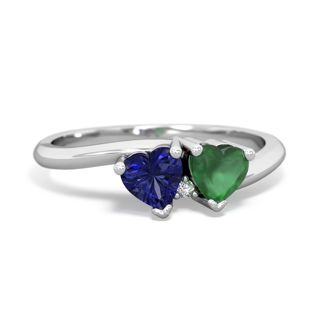 Lab Sapphire Sweethearts 14K White Gold ring R5260