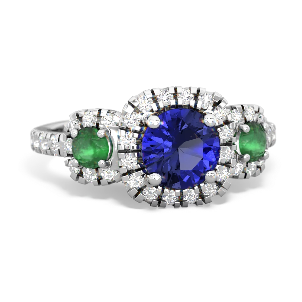 Lab Sapphire Regal Halo 14K White Gold ring R5350