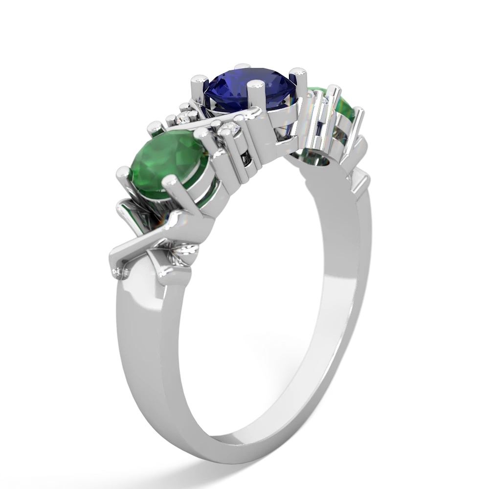 Lab Sapphire Hugs And Kisses 14K White Gold ring R5016