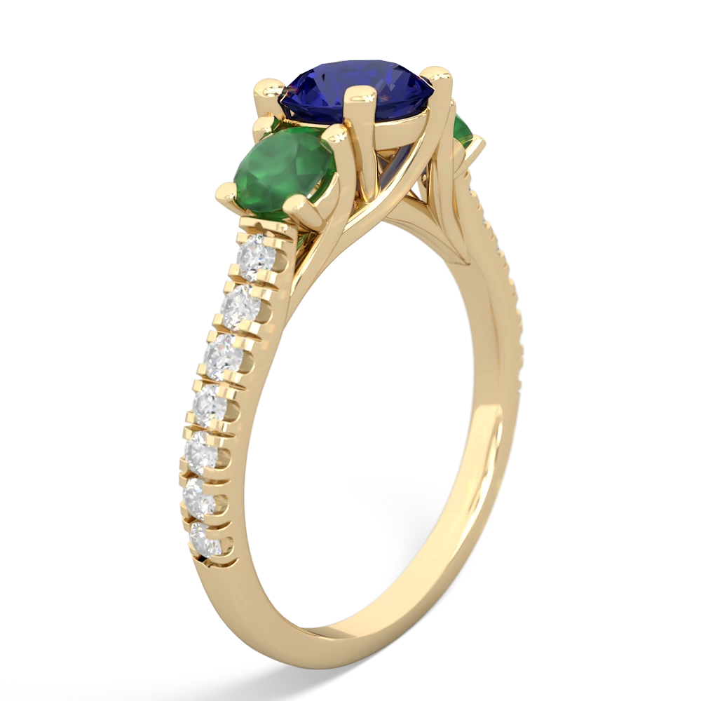 Lab Sapphire Pave Trellis 14K Yellow Gold ring R5500