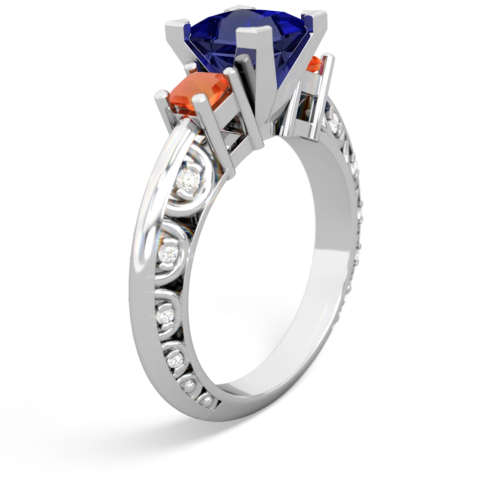 Lab Sapphire Eternal Embrace Engagement 14K White Gold ring C2001