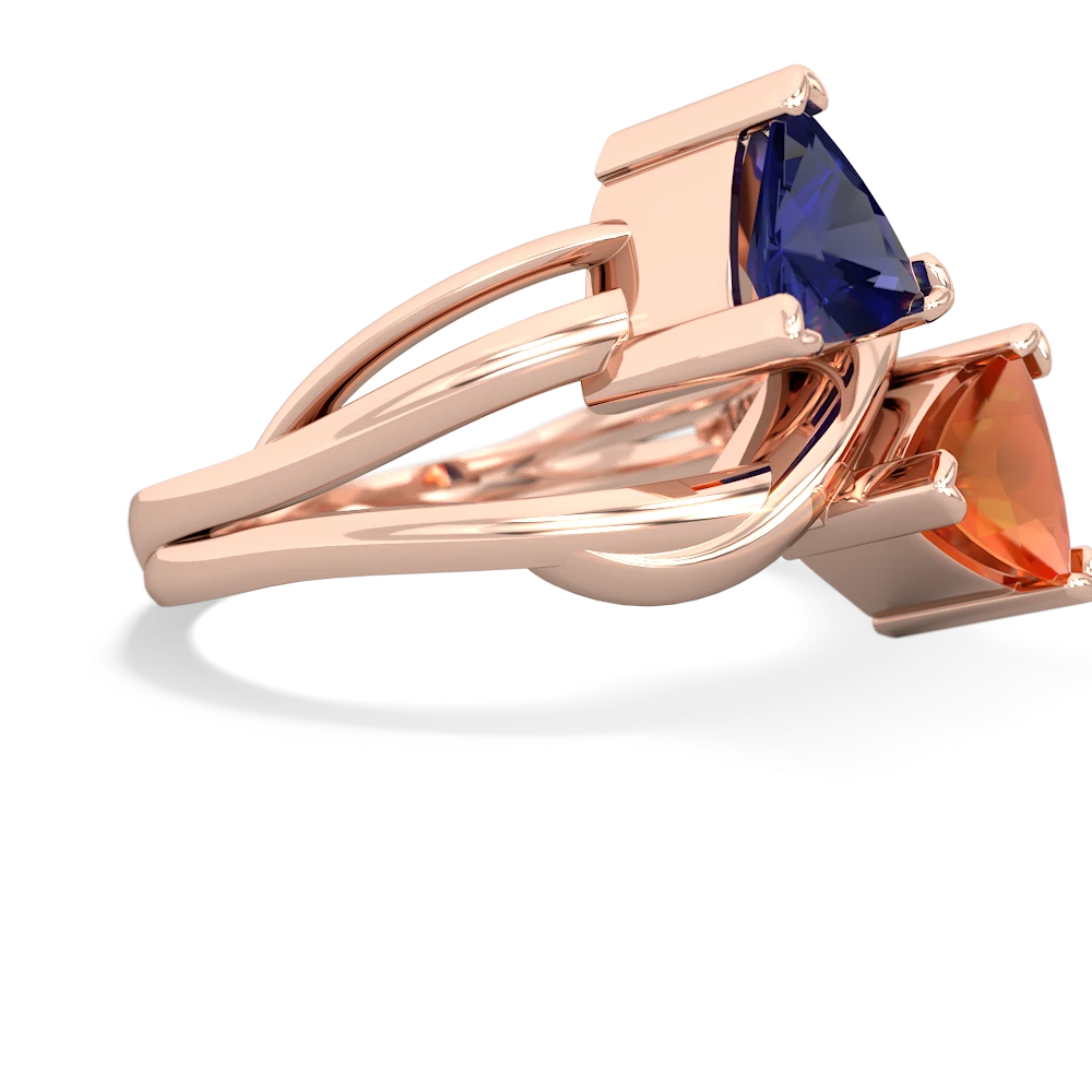 Lab Sapphire Split Band Swirl 14K Rose Gold ring R2341