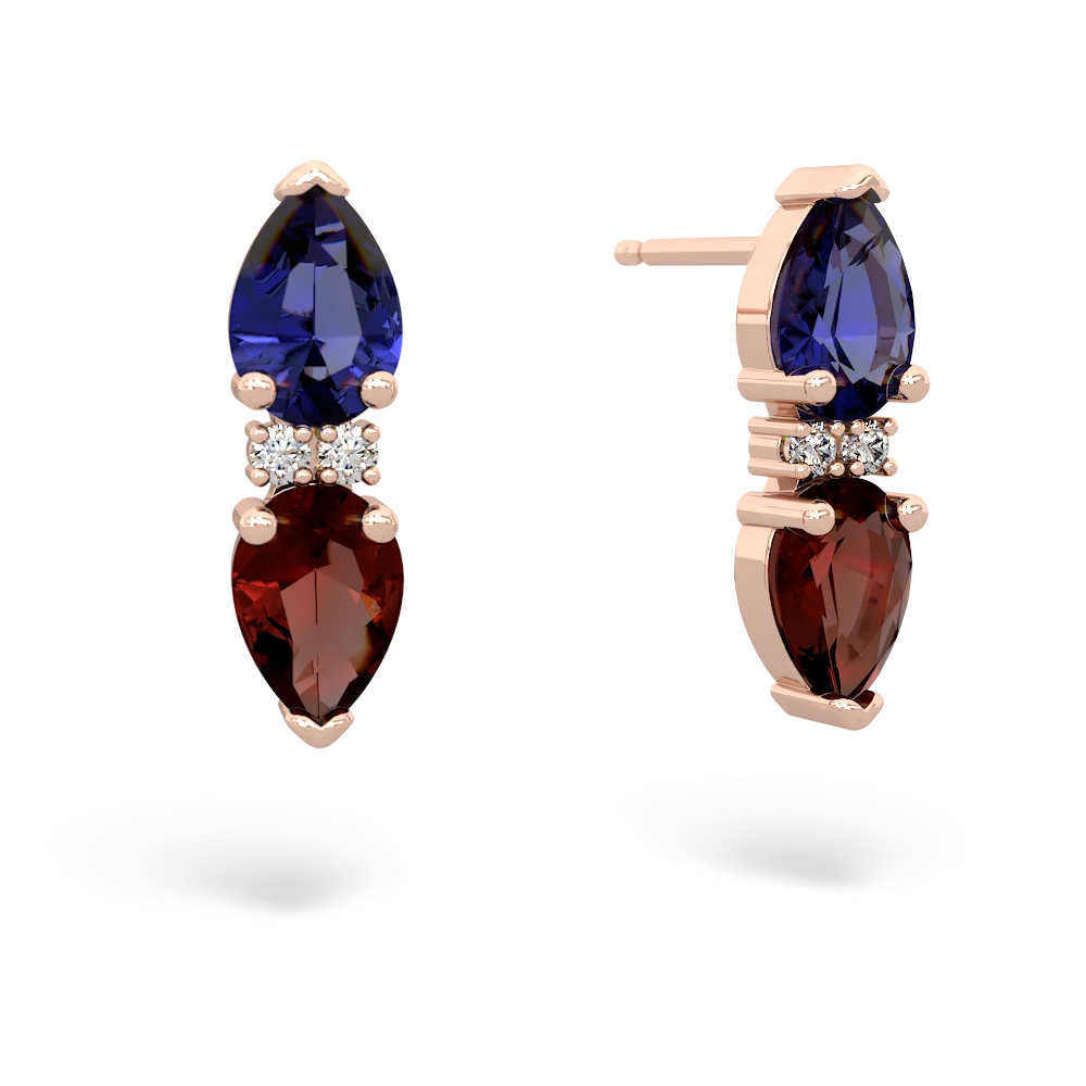 Lab Sapphire Bowtie Drop 14K Rose Gold earrings E0865