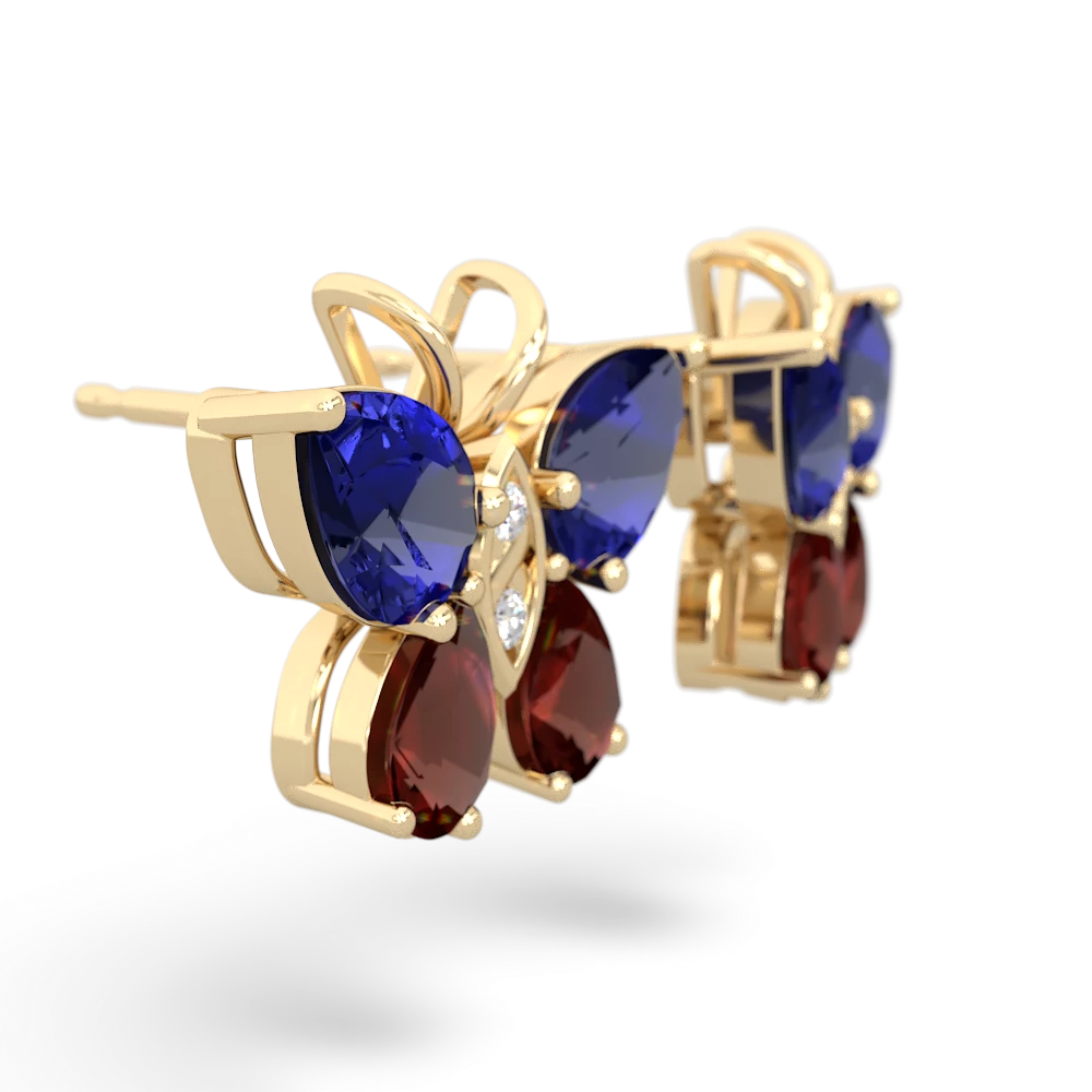 Lab Sapphire Butterfly 14K Yellow Gold earrings E2215