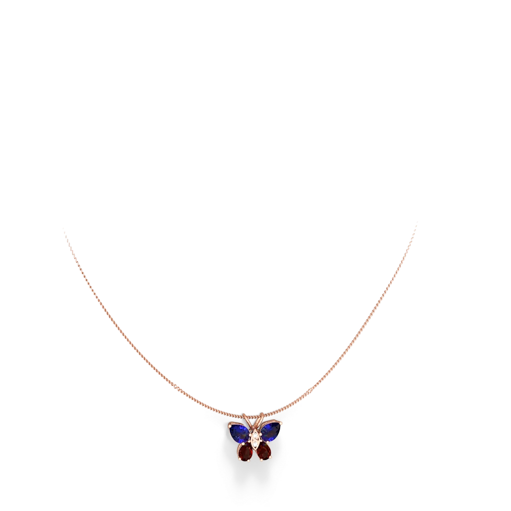 Lab Sapphire Butterfly 14K Rose Gold pendant P2215