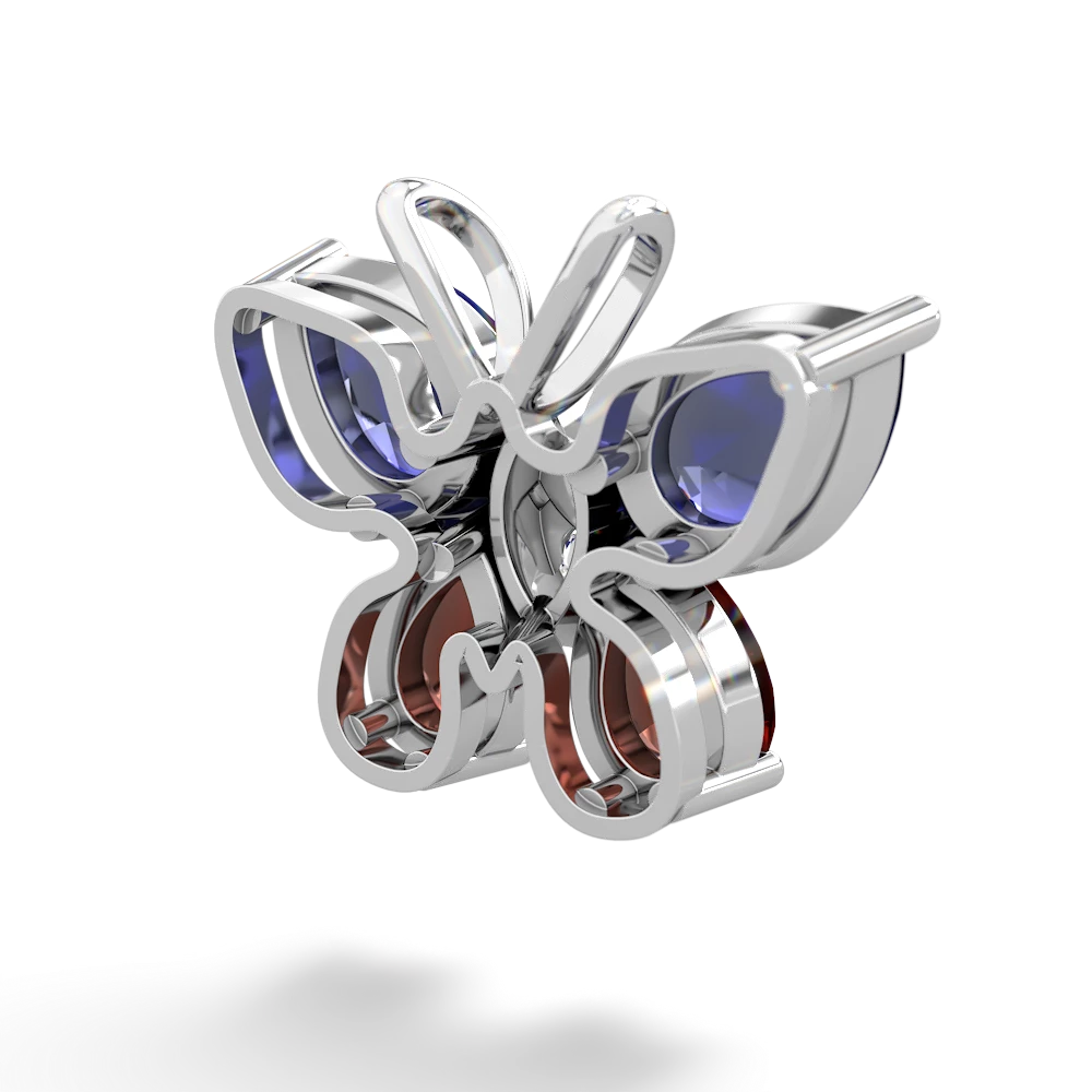 Lab Sapphire Butterfly 14K White Gold pendant P2215