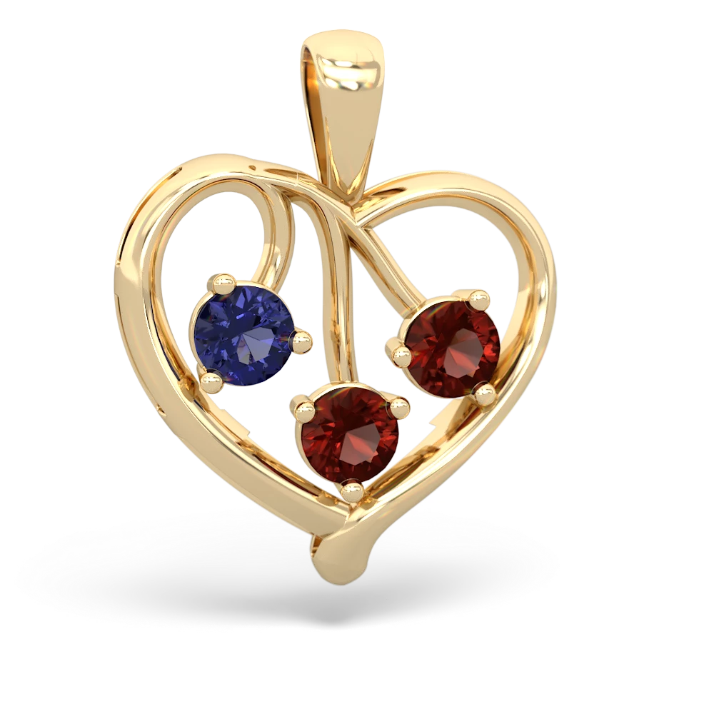 Lab Sapphire Glowing Heart 14K Yellow Gold pendant P2233