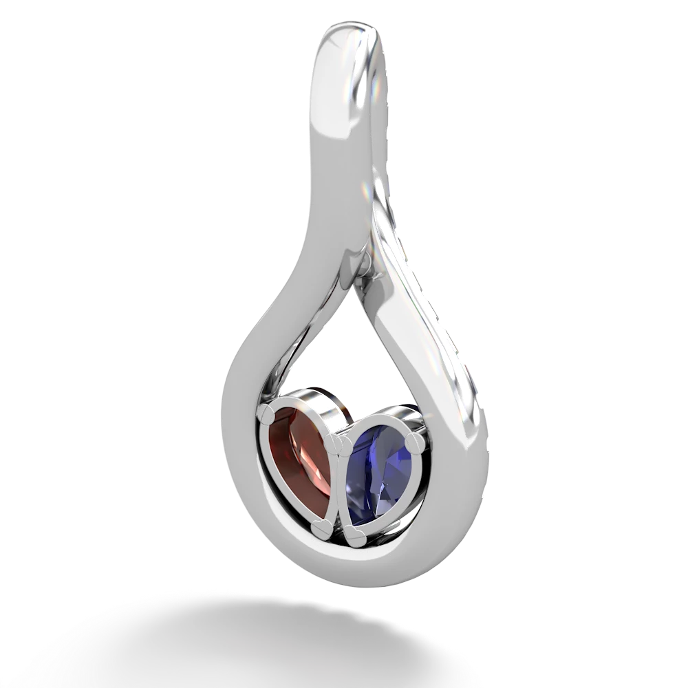 Lab Sapphire Pave Twist 'One Heart' 14K White Gold pendant P5360