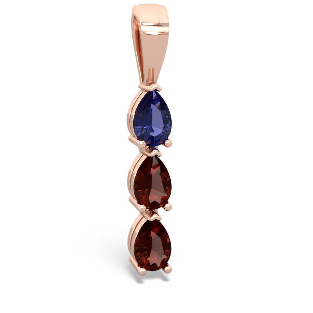 Lab Sapphire Dew Drops 14K Rose Gold pendant P2251