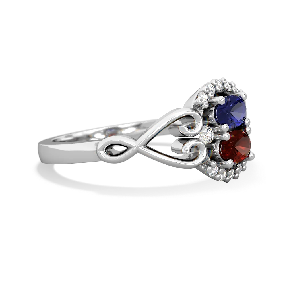 Lab Sapphire Love Nest 14K White Gold ring R5860