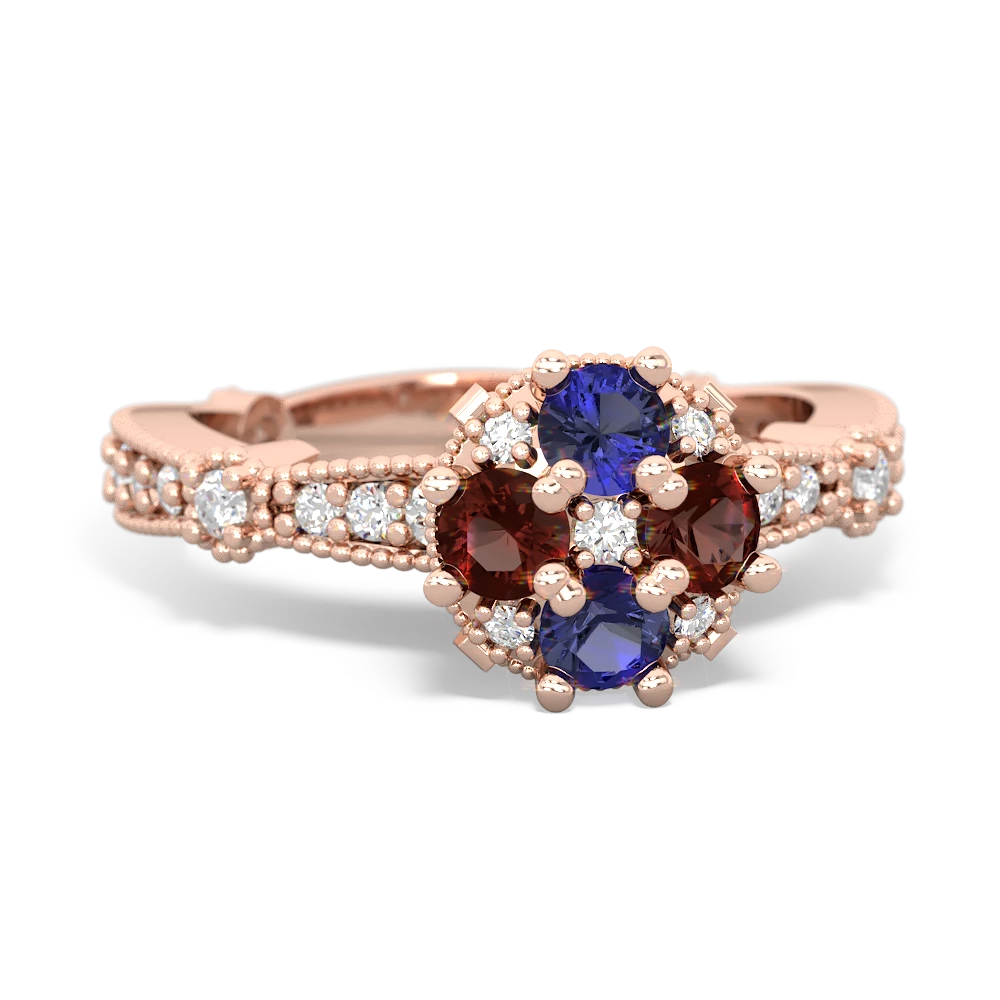 Lab Sapphire Sparkling Tiara Cluster 14K Rose Gold ring R26293RD