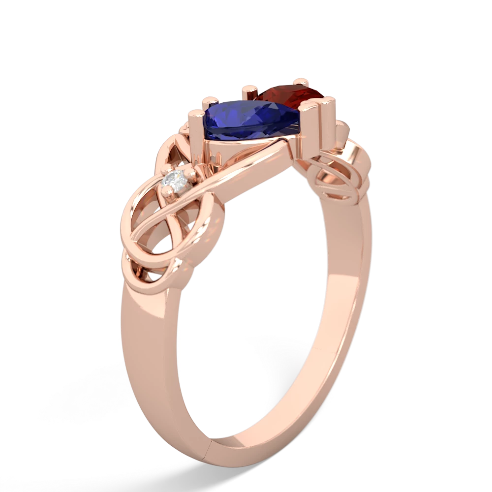 Lab Sapphire 'One Heart' Celtic Knot Claddagh 14K Rose Gold ring R5322