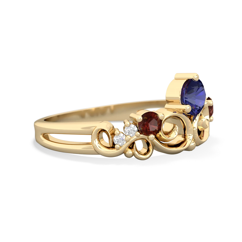 Lab Sapphire Crown Keepsake 14K Yellow Gold ring R5740