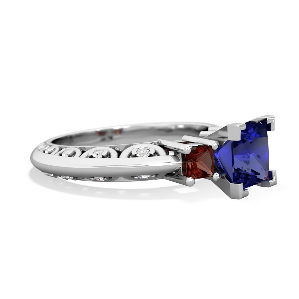 Lab Sapphire Eternal Embrace Engagement 14K White Gold ring C2001