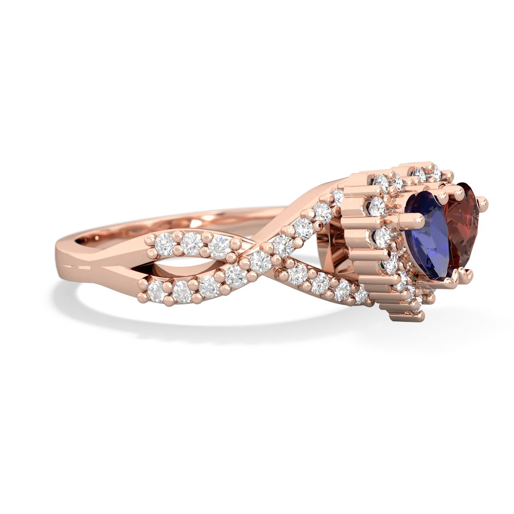 Lab Sapphire Diamond Twist 'One Heart' 14K Rose Gold ring R2640HRT