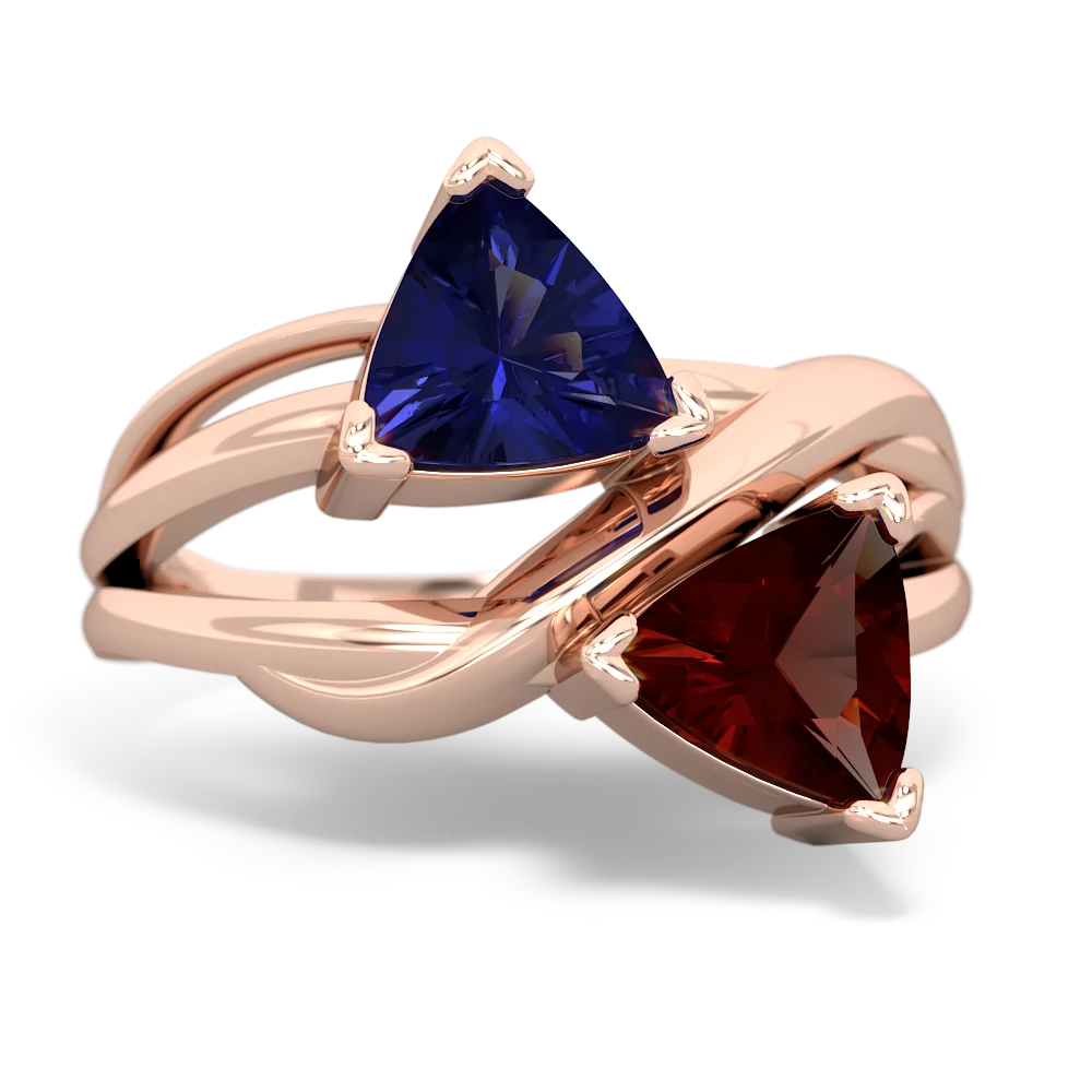 Lab Sapphire Split Band Swirl 14K Rose Gold ring R2341