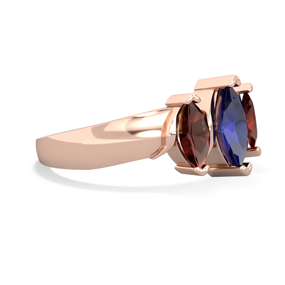 Lab Sapphire Three Peeks 14K Rose Gold ring R2433