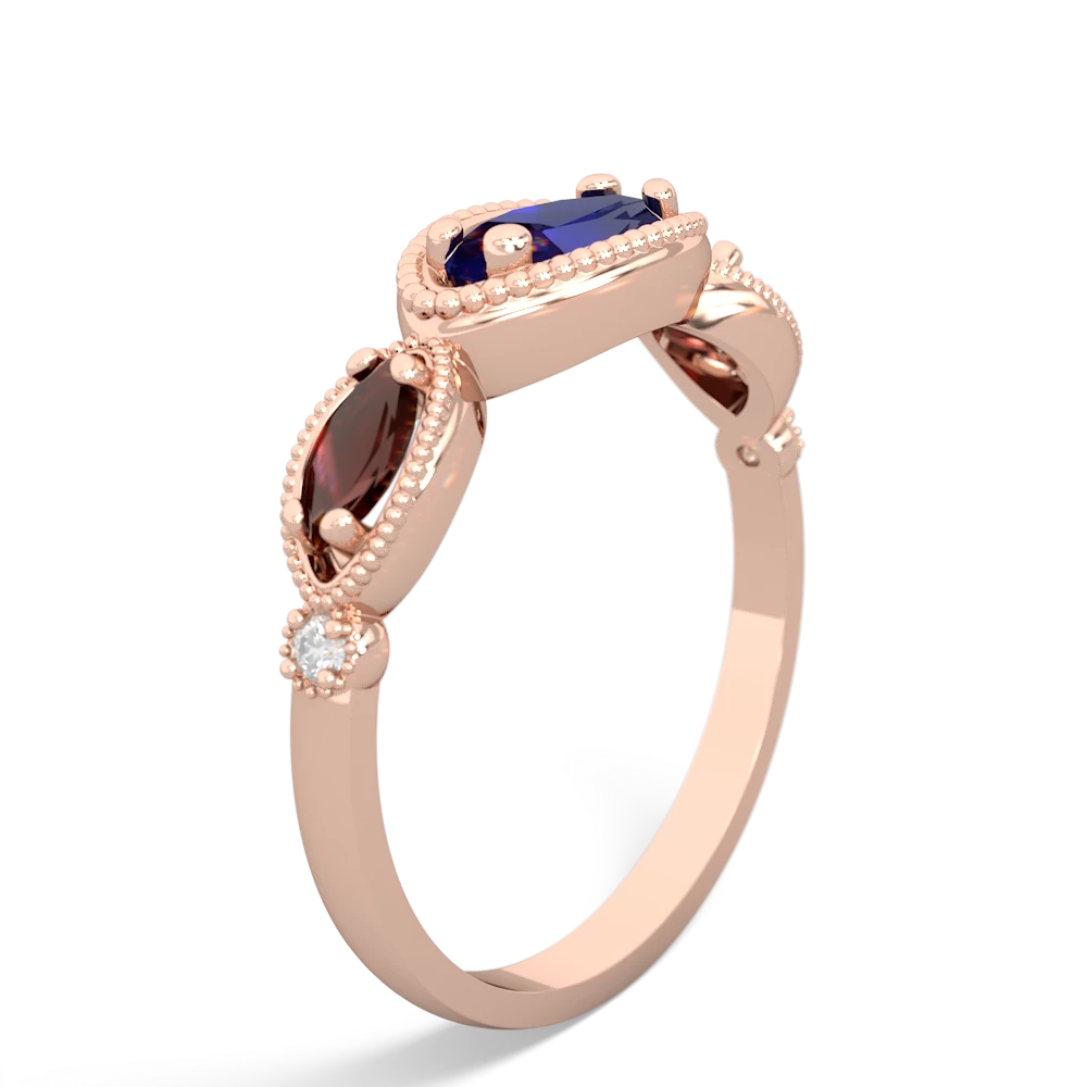 Lab Sapphire Milgrain Marquise 14K Rose Gold ring R5700