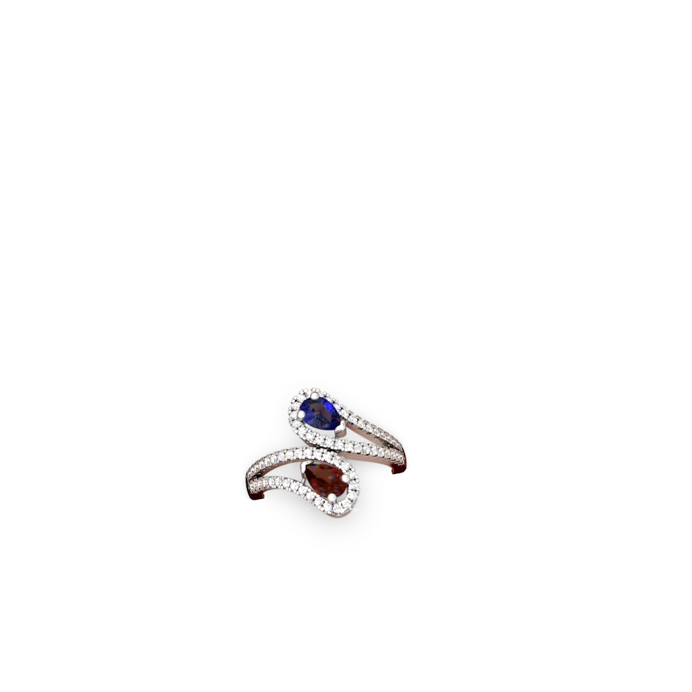 Lab Sapphire Diamond Dazzler 14K White Gold ring R3000