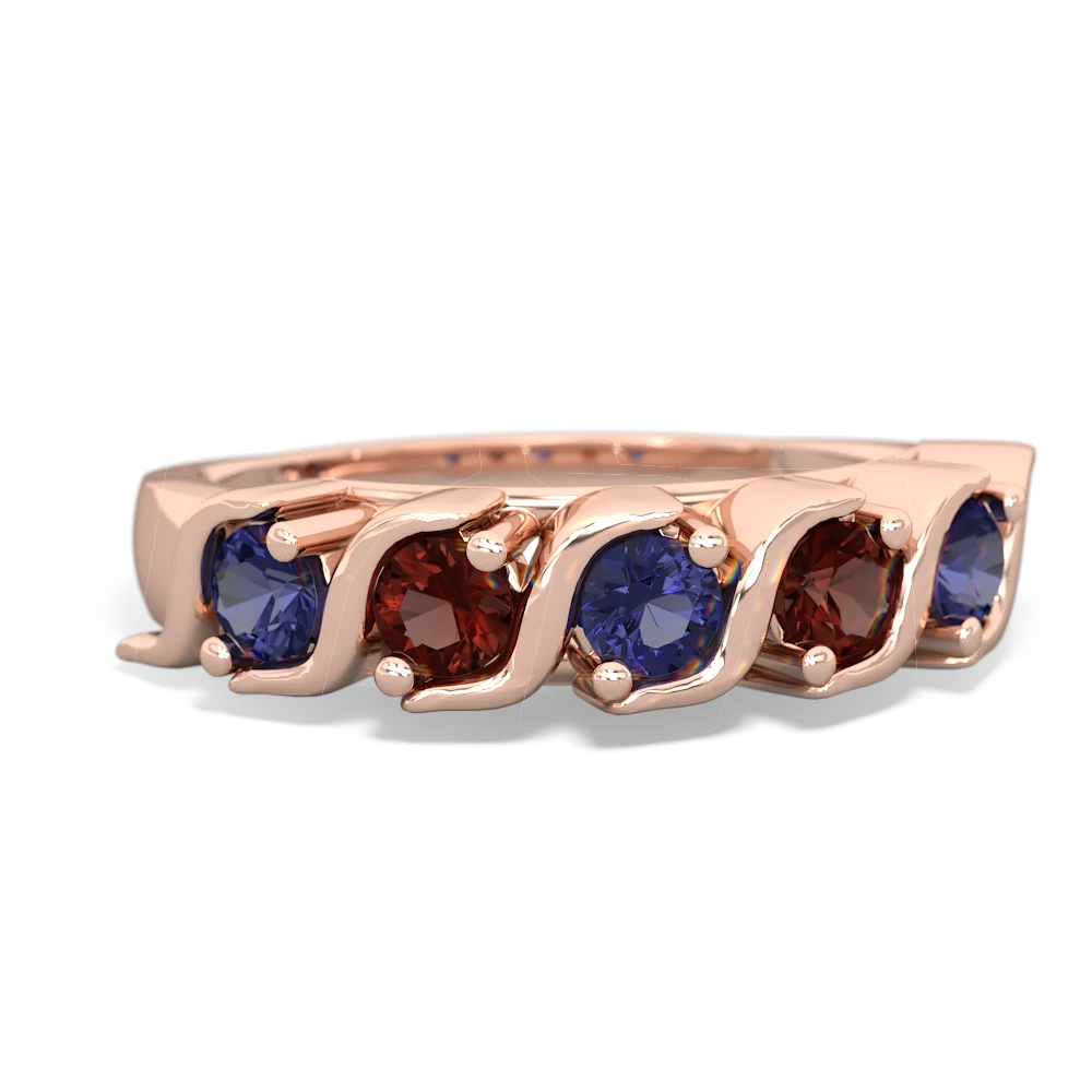 Lab Sapphire Anniversary Band 14K Rose Gold ring R2089