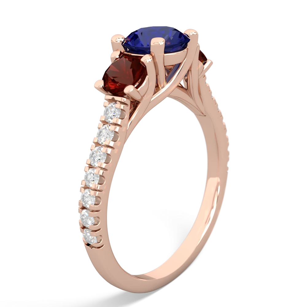 Lab Sapphire Pave Trellis 14K Rose Gold ring R5500