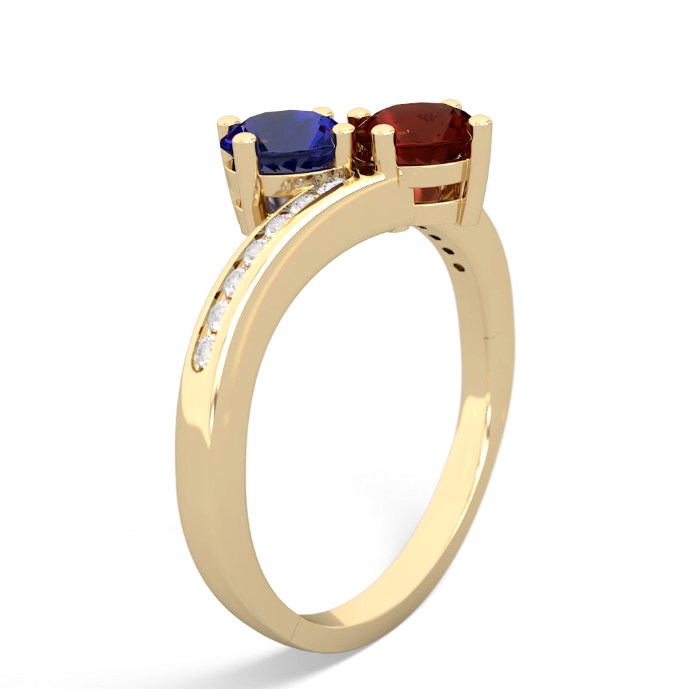 Lab Sapphire Channel Set Two Stone 14K Yellow Gold ring R5303