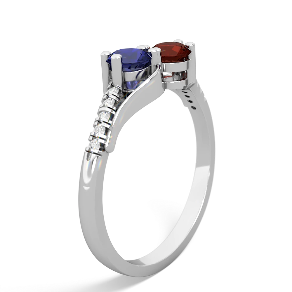 Lab Sapphire Infinity Pave Two Stone 14K White Gold ring R5285