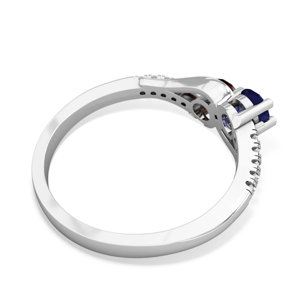 Lab Sapphire Infinity Pave Two Stone 14K White Gold ring R5285