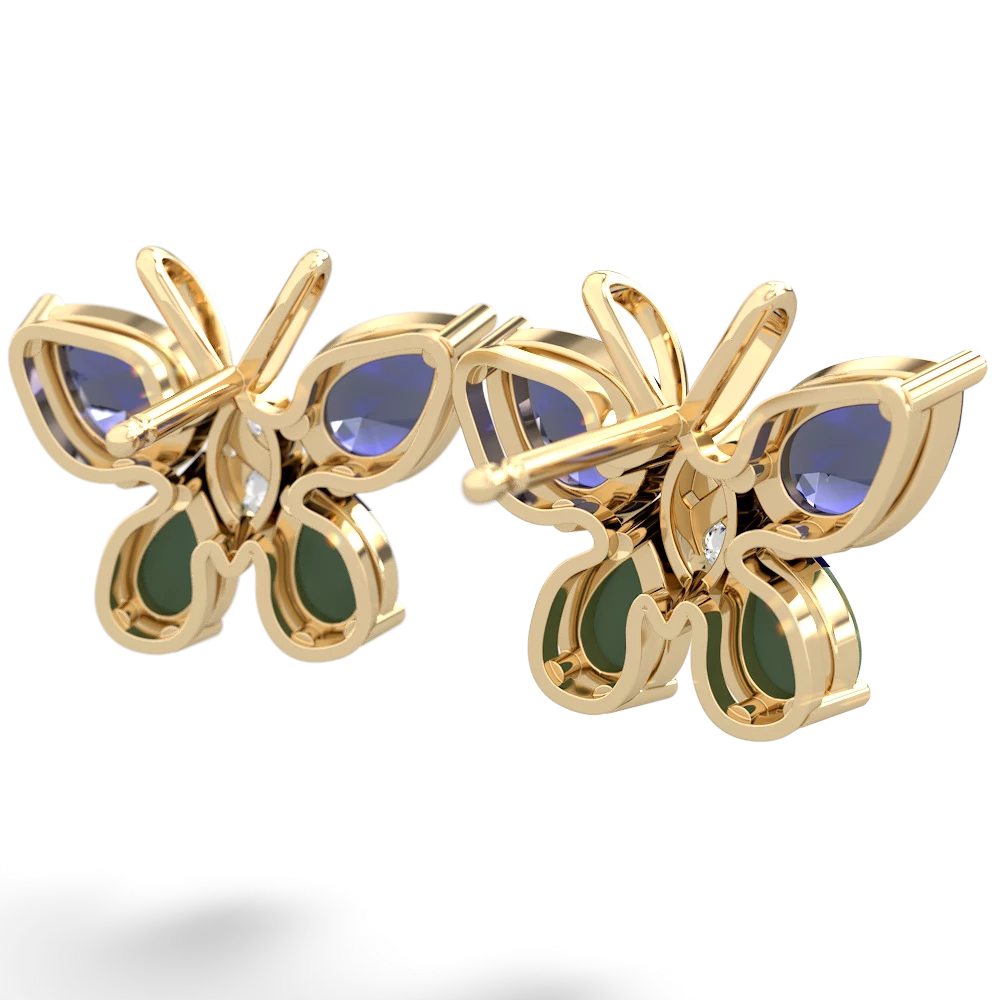 Lab Sapphire Butterfly 14K Yellow Gold earrings E2215