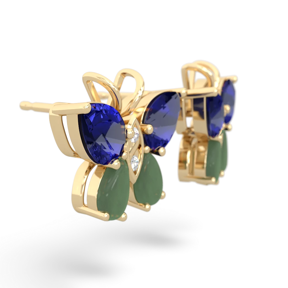 Lab Sapphire Butterfly 14K Yellow Gold earrings E2215