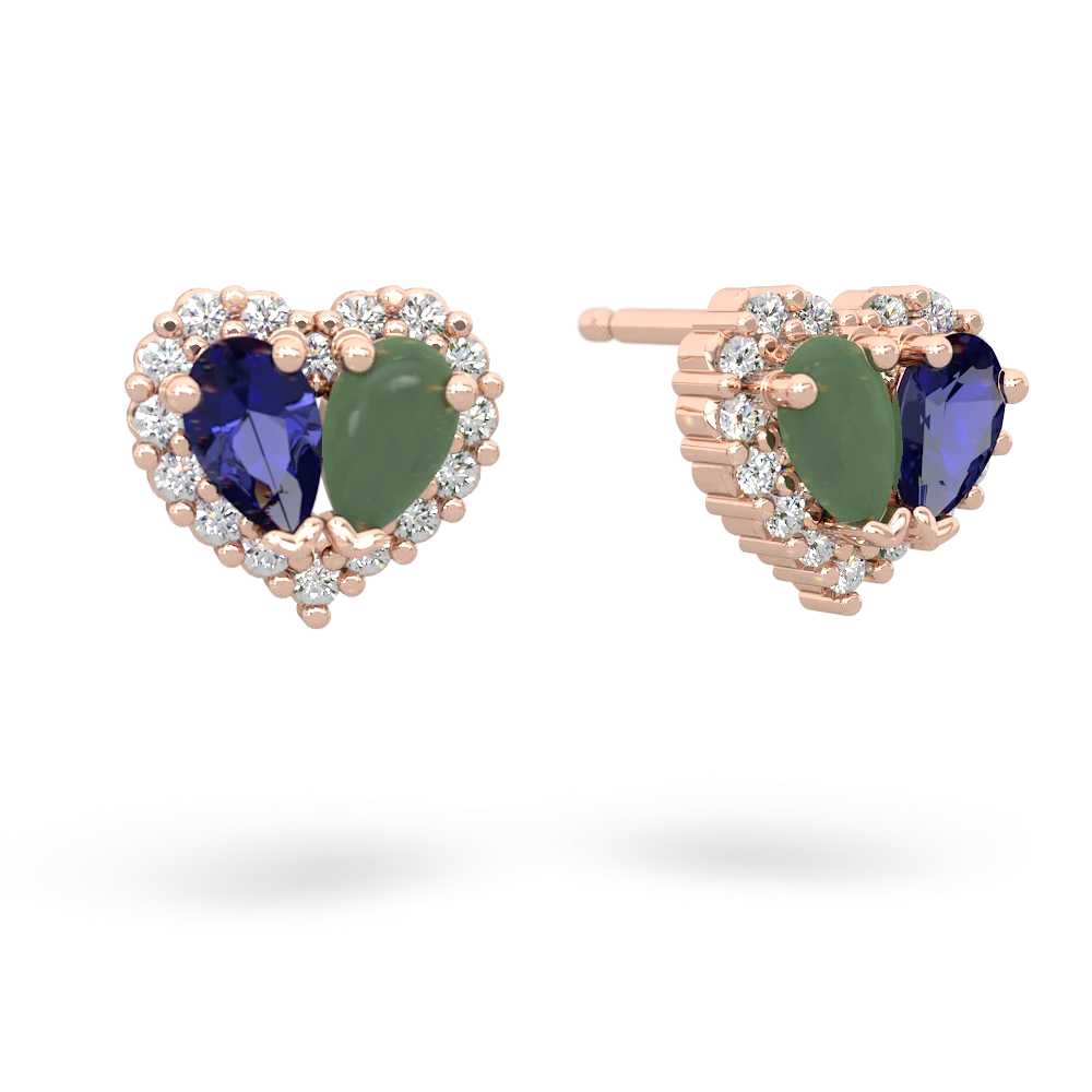 Lab Sapphire Halo 14K Rose Gold earrings E7008