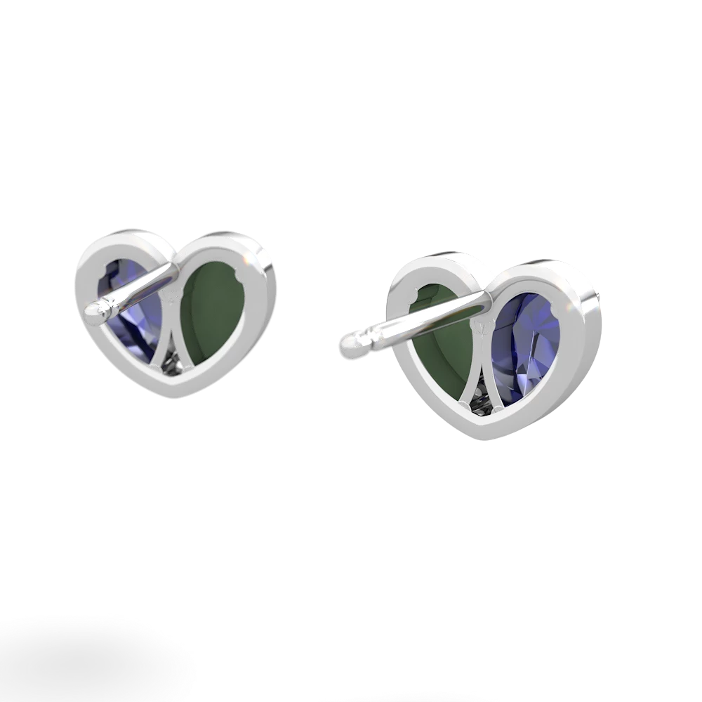 Lab Sapphire 'Our Heart' 14K White Gold earrings E5072