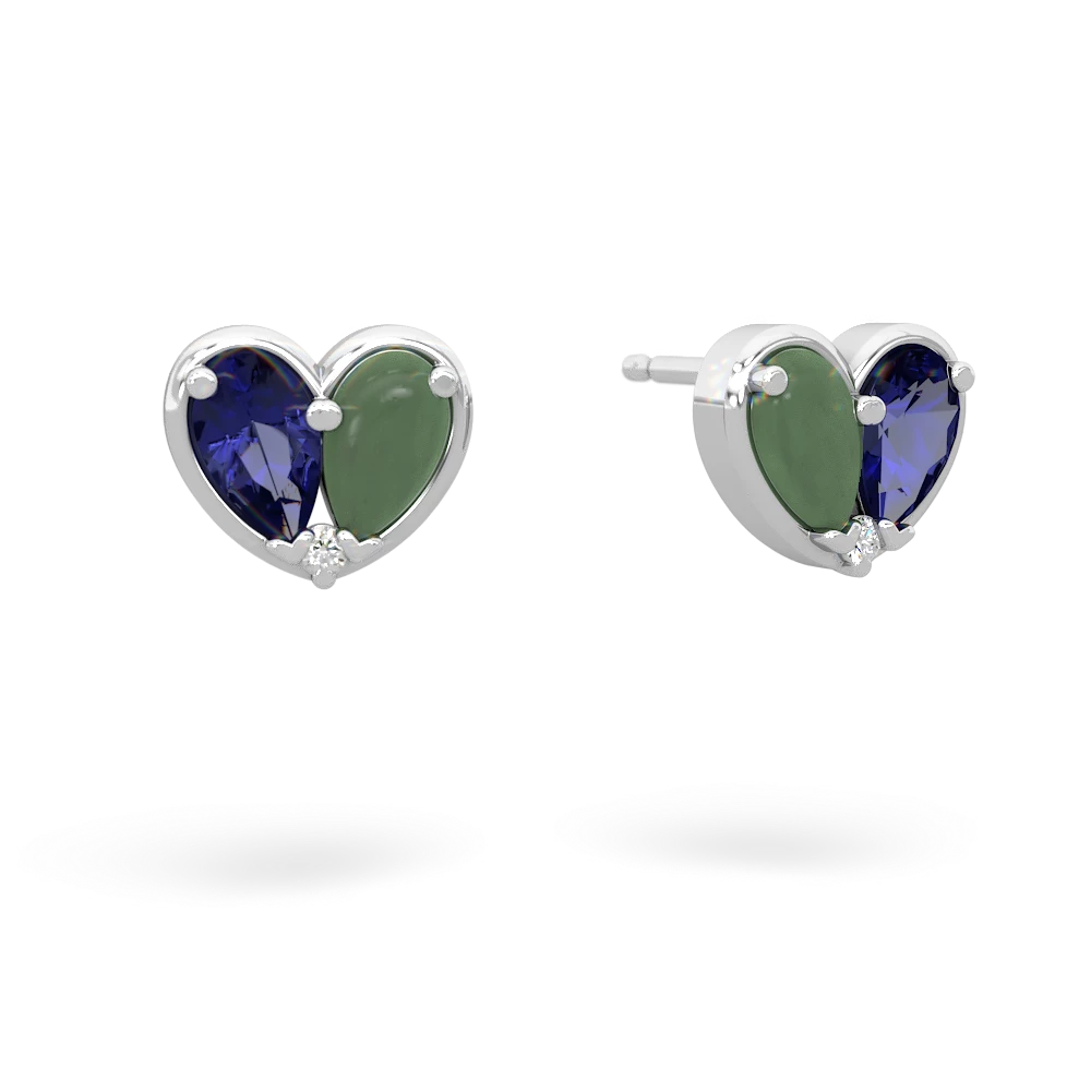 Lab Sapphire 'Our Heart' 14K White Gold earrings E5072