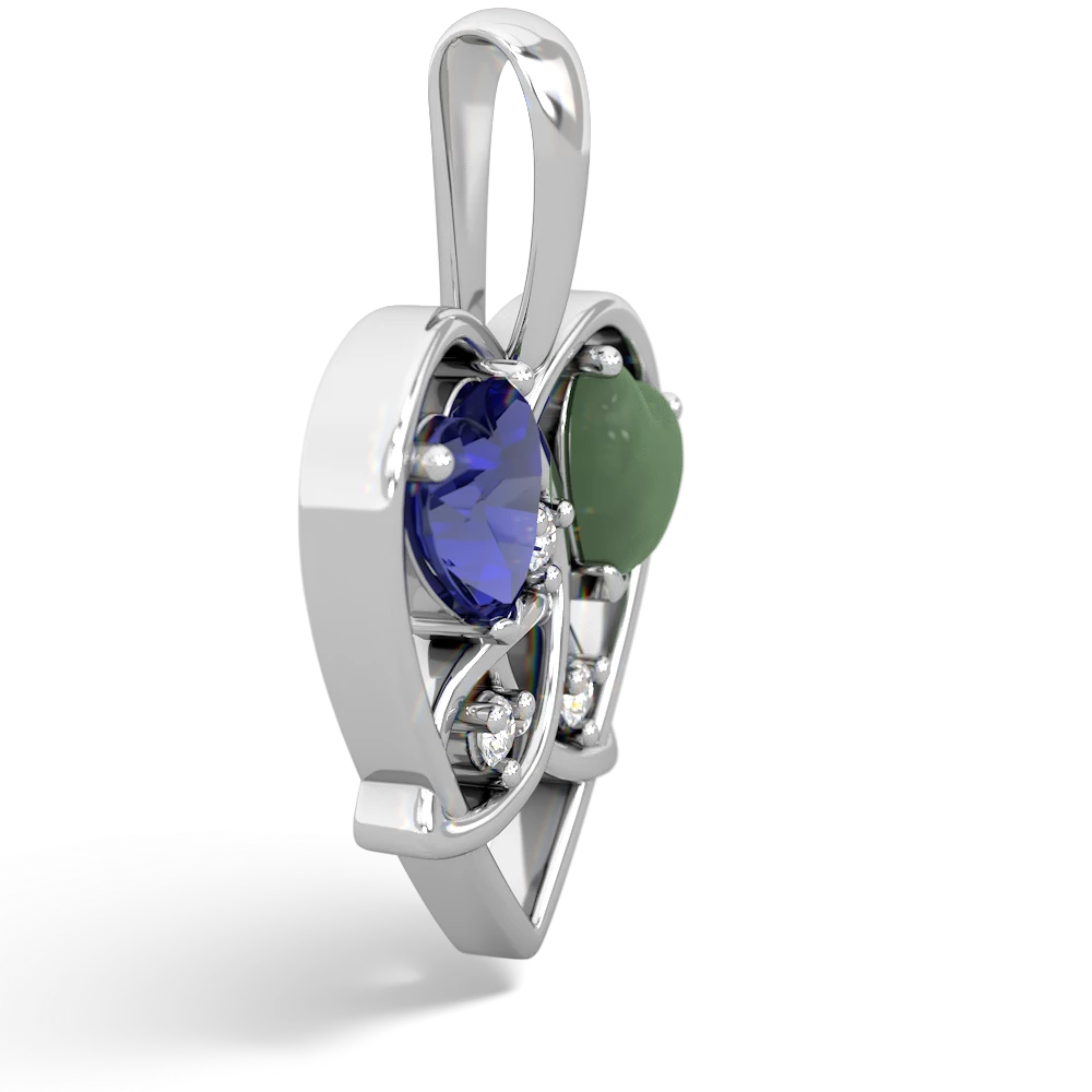 Lab Sapphire Celtic Trinity Heart 14K White Gold pendant P5331