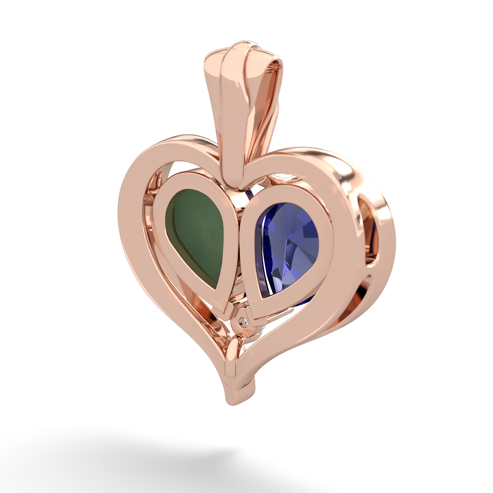 Lab Sapphire Two Become One 14K Rose Gold pendant P5330