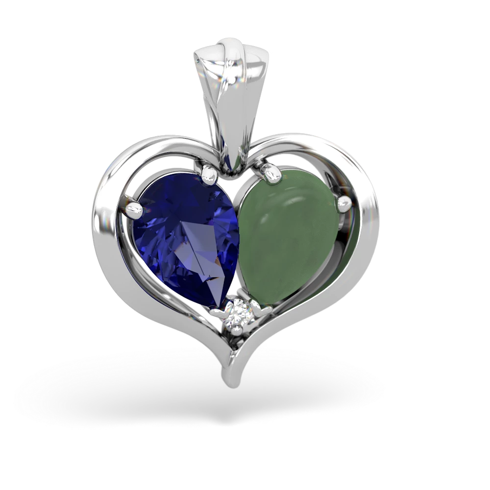 Lab Sapphire Two Become One 14K White Gold pendant P5330