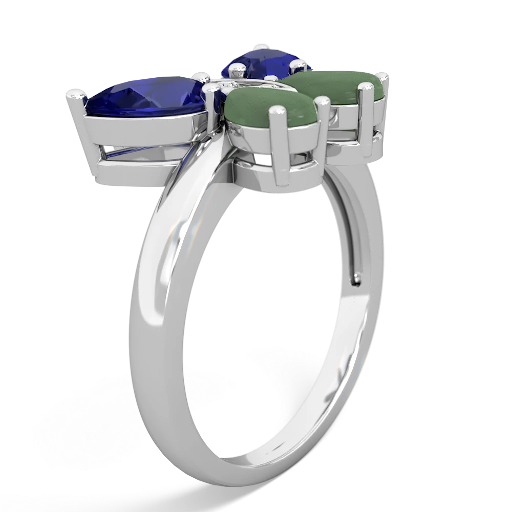 Lab Sapphire Butterfly 14K White Gold ring R2215