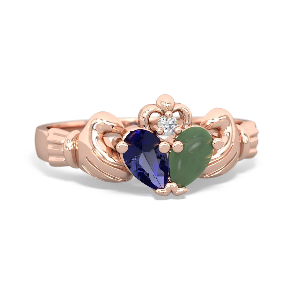 Lab Sapphire 'Our Heart' Claddagh 14K Rose Gold ring R2388