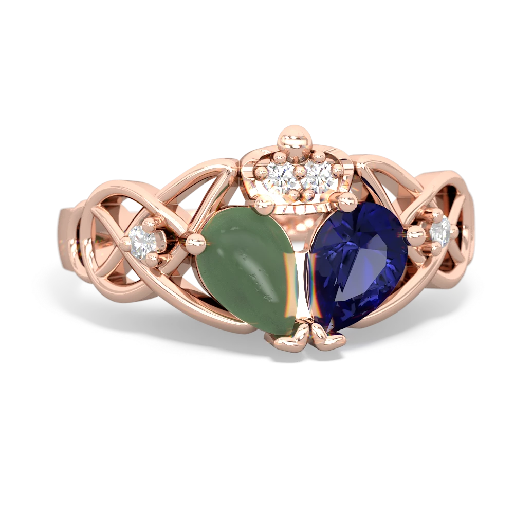 Lab Sapphire 'One Heart' Celtic Knot Claddagh 14K Rose Gold ring R5322